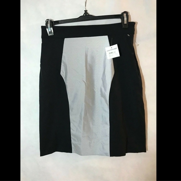 NEW Milly Colorblock Reflective Straight Pencil Skirt‎ Black [SZ 2 ] - Picture 2 of 8